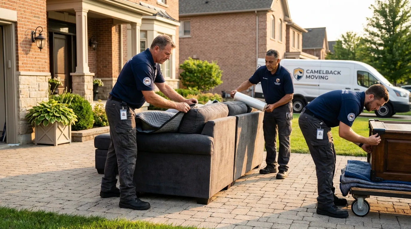 Large estate moving crew wrapping furniture in Fairburn, GA