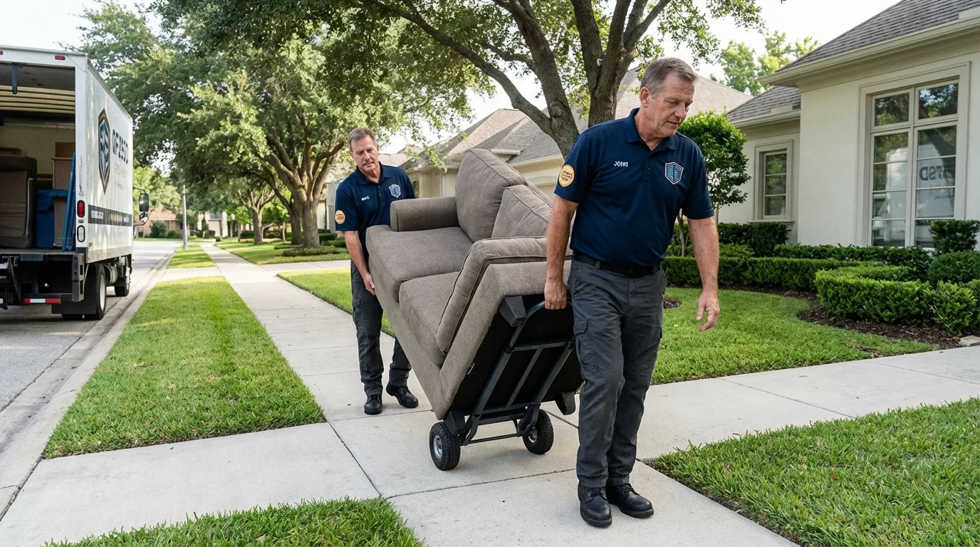 Local residential moving crew loading furniture in Fairburn, GA
